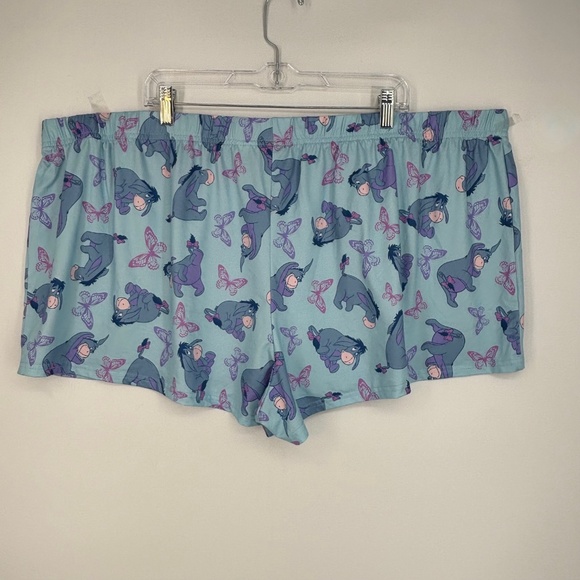 Disney Womens 3XL Two Pair Pajama Shorts Yellow Winnie the Pooh Blue Eeyore Knit - Picture 6 of 10